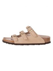 Birkenstock Skórzane klapki "Florida" w kolorze beżowym rozmiar: 35. Brązowe klapki Birkenstock, bez wzorów, z nubiku, klasyczne, z otwartym noskiem, bez obcasa, bez zapięcia. Za 404.95 zł.