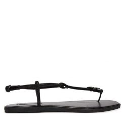 Sandały KARL LAGERFELD. Czarne sandały KARL LAGERFELD, bez wzorów, bez obcasa, na płaskiej podeszwie, bez zapięcia. Za 526.99 zł.