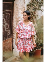 Isla Bonita by SIGRIS Sukienka w kolorze biało-różowym rozmiar: XL. Białe sukienki Isla Bonita by SIGRIS, xl, bez wzorów, z bawełny, bez kołnierzyka, bez ramiączek, midi, bombki. Za 92.42 zł.