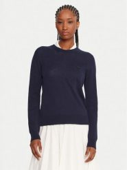 Lacoste Sweter AF4145 Granatowy Regular Fit. Niebieskie swetry Lacoste, bez wzorów, z bawełny, bez ramiączek. Za 539.99 zł.