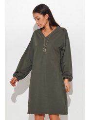 Numinou Sukienka w kolorze khaki rozmiar: 36/38. Brązowe sukienki Numinou, bez wzorów, bez kołnierzyka, bez ramiączek, midi. Za 65.07 zł.