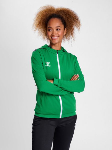 Hummel bluza damska sportowa Authentic Poly Zip Hoodie. Czerwone bluzy Hummel, m, bez wzorów, z materiału, z kapturem, na fitness i siłownię. Za 189.00 zł.
