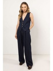 Awama Spodnie - Loose fit - w kolorze granatowym rozmiar: L. Niebieskie spodnie materiałowe Awama, bez wzorów, z materiału. Za 174.99 zł.