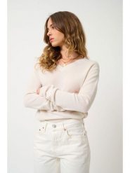 AUTHENTIC CASHMERE Kaszmirowy sweter "Gardoria" w kolorze kremowym rozmiar: M. Brązowe swetry AUTHENTIC CASHMERE, m, bez wzorów, z kaszmiru, bez ramiączek. Za 405.61 zł.