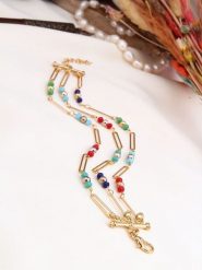 Pierres de Jade Pozłacana bransoletka z kryształami rozmiar: onesize. Żółte bransoletki Pierres de Jade, z kryształem, pozłacane. Za 39.99 zł.