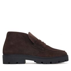 Botki Tommy Hilfiger. Brązowe botki Tommy Hilfiger, bez wzorów, bez obcasa, na płaskiej podeszwie, bez zapięcia. Za 699.99 zł.