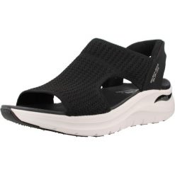 Sandały SKECHERS 119466S Czarny. Czarne sandały Skechers, bez wzorów, z tkaniny, bez obcasa, bez zapięcia. Za 314.99 zł.