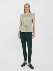 Vero Moda Top "Jilla" w kolorze khaki rozmiar: XS. Brązowe topy Vero Moda, xs, bez wzorów, z bawełny, bez kołnierzyka, bez ramiączek. Za 33.06 zł.