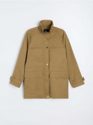Kurtka parka z kieszeniami - zielony. Zielone płaszcze Sinsay, l, bez wzorów, bez kaptura. Za 119.99 zł.
