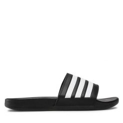 Klapki adidas. Czarne klapki adidas, bez wzorów, bez obcasa, bez zapięcia. Za 199.99 zł.