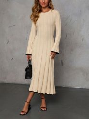 Milan Kiss Sukienka w kolorze beżowym rozmiar: S. Brązowe sukienki Milan Kiss, s, bez wzorów, prążkowane, bez kołnierzyka, bez ramiączek, maxi. Za 234.94 zł.