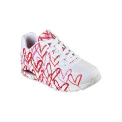Buty sportowe Sneakersy damskie, Skechers Uno-Spread The Love. Białe buty sportowe lifestyle Skechers, bez wzorów, z materiału, bez zapięcia, trekkingowe, skechers sport. Za 329.00 zł.