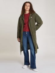 TOMMY JEANS Płaszcz przejściowy w kolorze khaki rozmiar: XL. Brązowe płaszcze Tommy Jeans, xl, bez wzorów, z jeansu, bez kaptura. Za 527.10 zł.