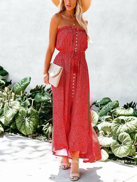 LA Angels Sukienka w kolorze koralowym rozmiar: XL. Czerwone sukienki LA Angels, xl, bez wzorów, bez kołnierzyka, bez ramiączek, maxi. Za 123.25 zł.