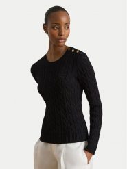 LAUREN RALPH LAUREN Sweter 200P14039001 Czarny Regular Fit. Czarne swetry Lauren Ralph Lauren, s, bez wzorów, z wiskozy, bez ramiączek. Za 859.99 zł.