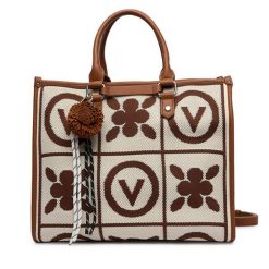 Torebka Valentino. Brązowe shopper bag Valentino, bez wzorów, bez dodatków. Za 759.99 zł.