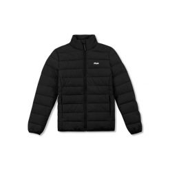 Damska kurtka puchowa Fila Revello. Czarne kurtki Fila, bez wzorów, z puchu, bez kaptura. W wyprzedaży za 346.85 zł.