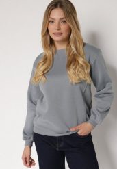 Szara Bluza z Bawełną Ozdobiona Przeszyciami Fezoria. Szare bluzy bez kaptura Born2be, l, bez wzorów, z bawełny, bez kaptura. Za 69.99 zł.