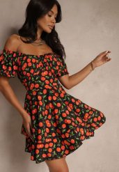 Czarna Sukienka Rozkloszowana z Bawełną w Wisienki Lunasella. Czarne sukienki Renee, na co dzień, l, bez wzorów, z bawełny, eleganckie, bez kołnierzyka, bez ramiączek, mini, proste. W wyprzedaży za 55.99 zł.