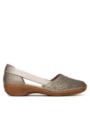 Rieker Półbuty 41351-90 Beżowy. Brązowe półbuty wsuwane Rieker, bez wzorów, ze skóry, bez obcasa, na płaskiej podeszwie. Za 319.99 zł.