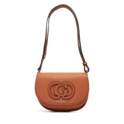 Torebka Guess. Brązowe listonoszki Guess, z aplikacjami, bez dodatków. Za 549.99 zł.