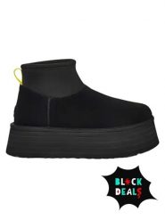 UGG Skórzane botki "Classic Mini Dipper" w kolorze czarnym rozmiar: 38. Czarne botki UGG, bez wzorów, ze skóry, bez obcasa, na platformie, bez zapięcia. Za 520.90 zł.