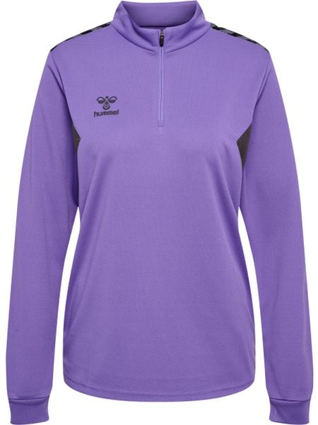 Damska bluza dresowa half zip Hummel Authentic. Szare bluzy z kapturem Hummel, na wiosnę, l, bez wzorów, z dresówki, bez kaptura, na fitness i siłownię. Za 162.80 zł.