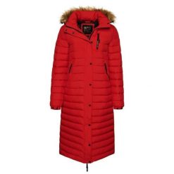 Damska długa kurtka z kapturem Superdry Fuji. Zielone kurtki Superdry, na zimę, xs, z aplikacjami, z nylonu, eleganckie, z kapturem. Za 723.05 zł.