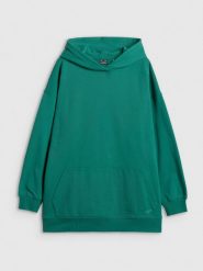 4F Bluza dresowa loose z kapturem damska - zielona L. Zielone bluzy 4f, l, bez wzorów, z dresówki, bez ramiączek, z kapturem. Za 189.99 zł.