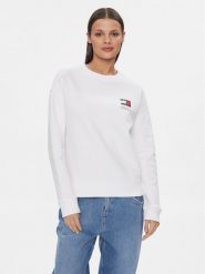 Tommy Jeans Bluza Graphic Flag DW0DW17328 Biały Boxy Fit. Białe bluzy Tommy Jeans, xs, bez wzorów, z bawełny, bez kaptura. Za 239.99 zł.