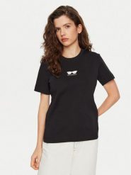 KARL LAGERFELD T-Shirt A1W17021 Czarny Regular Fit. Czarne t-shirty KARL LAGERFELD, l, bez wzorów, z bawełny, bez kołnierzyka, bez ramiączek. Za 249.99 zł.