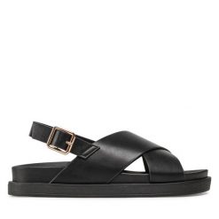 Sandały ONLY Shoes. Czarne sandały ONLY SHOES, bez wzorów, bez obcasa, na płaskiej podeszwie, bez zapięcia. Za 159.99 zł.