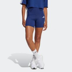 Spodenki fitness damskie ADIDAS. Niebieskie szorty sportowe adidas, bez wzorów, z bawełny, na fitness i siłownię. Za 89.99 zł.