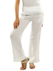 Naturelle en lin Lniane spodnie w kolorze białym rozmiar: 38/40. Białe spodnie materiałowe Naturelle en lin, bez wzorów, ze lnu. Za 121.99 zł.