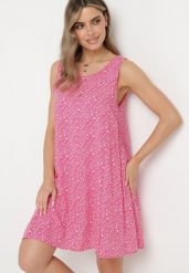 Różowa Rozkloszowana Sukienka z Bawełny z Ozdobnymi Guzikami przy Dekolcie Biarlia. Czerwone sukienki Born2be, na co dzień, l, bez wzorów, z bawełny, eleganckie, bez kołnierzyka, bez ramiączek, mini, kopertowe. W wyprzedaży za 31.49 zł.