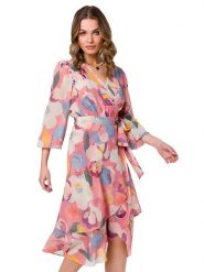 Stylove Sukienka w kolorze jasnoróżowym rozmiar: L. Różowe sukienki Stylove, l, bez wzorów, z tkaniny, bez kołnierzyka, bez ramiączek, midi, kopertowe. Za 260.96 zł.