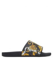 Versace Jeans Couture Klapki 78VA3SQ3 Czarny. Czarne klapki Versace Jeans Couture, bez wzorów, z jeansu, bez obcasa, bez zapięcia. Za 319.99 zł.