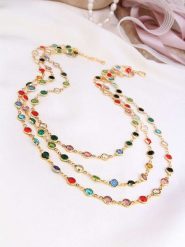 L'Atelier de Gaia Pozłacany naszyjnik z kryształami - dł. 50 cm rozmiar: onesize. Żółte naszyjniki L'Atelier de Gaia, z materiału, z kryształem, pozłacane. Za 108.74 zł.