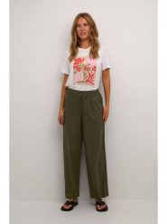 Kaffe Spodnie w kolorze khaki rozmiar: 40. Brązowe spodnie materiałowe Kaffe, bez wzorów, z materiału, z podwyższonym stanem. Za 101.23 zł.