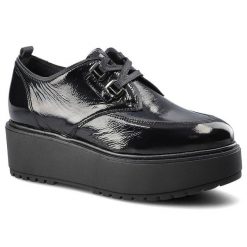 Czarne Półbuty Chebello Damskie Buty Na Platformie. Czarne półbuty wsuwane CheBello, z aplikacjami, ze skóry, bez obcasa, na koturnie. Za 279.00 zł.