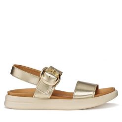 Sandały Geox. Żółte sandały Geox, bez wzorów, bez obcasa, na płaskiej podeszwie, bez zapięcia. Za 459.99 zł.