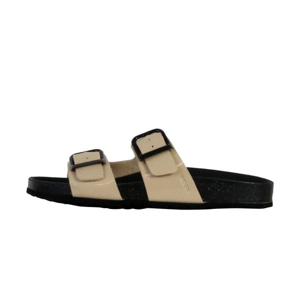 Sandały GEOX D BRIONIA R Beżowy. Brązowe sandały Geox, bez wzorów, z syntetyku, bez obcasa, bez zapięcia. Za 263.99 zł.
