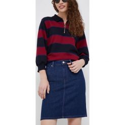 Tommy Hilfiger spódnica jeansowa kolor granatowy mini prosta. Niebieskie spódnice Tommy Hilfiger, na co dzień, bez wzorów, z bawełny, mini, proste. W wyprzedaży za 314.99 zł.