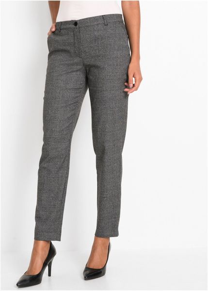 Spodnie chinosy w kratę. Czarne chinosy bonprix, bez wzorów, eleganckie. Za 144.99 zł.