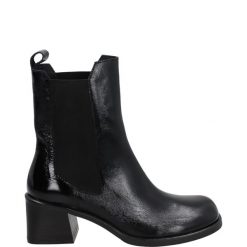 CZARNE BOTKI 7153 NAPLA NERO. Czarne botki Venezia, bez wzorów, ze skóry, bez obcasa, bez zapięcia. Za 449.00 zł.