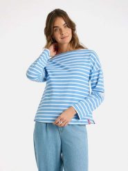 LIEBLINGSSTÜCK Bluza "Stine" w kolorze błękitno-białym rozmiar: M. Białe bluzy LIEBLINGSSTÜCK, m, bez wzorów, bez ramiączek, bez kaptura. Za 222.94 zł.
