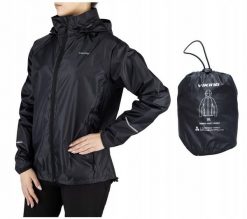 Kurtka przeciwdeszczowa Rainer Lady. Czarne kurtki przeciwdeszczowe Viking, m, bez wzorów, z materiału, z kapturem, trekkingowe. Za 181.99 zł.