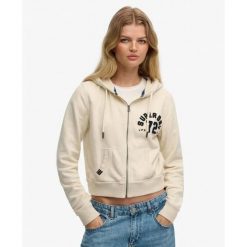 Kobieca klasyczna bluza z kapturem Superdry Athletic. Niebieskie bluzy Superdry, bez wzorów, klasyczne, bez ramiączek, z kapturem. Za 326.00 zł.