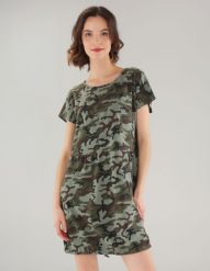 Bawełniana sukienka moro. Sukienki Unisono, s, bez wzorów, z bawełny, bez kołnierzyka, bez ramiączek, mini. Za 139.00 zł.