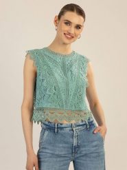APART Top w kolorze miętowym rozmiar: 40. Zielone topy Apart, bez wzorów, z koronki, bez kołnierzyka, bez ramiączek. Za 190.63 zł.